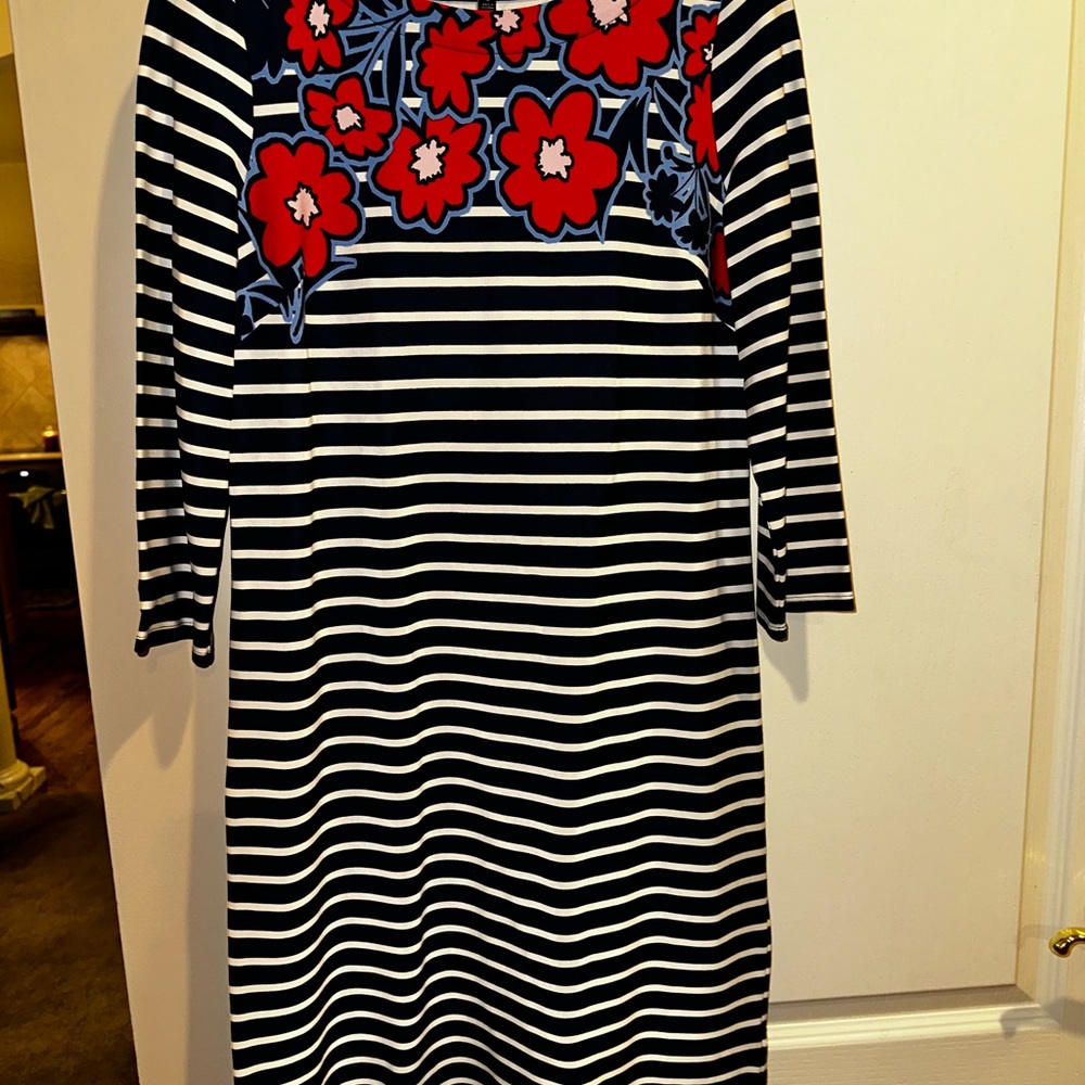 Talbots Blue and White Embellished Sheath Dress